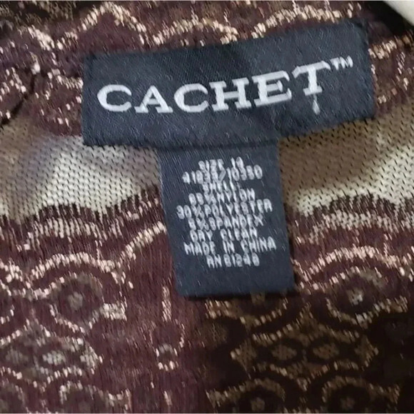 Cachet Formal Sequins Formal Dress With Shaw ‎ size 14. browng/gold - Picture 9 of 13